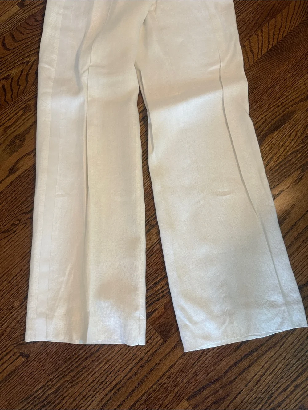 Women's white Tuxedo Wide-Leg Linen Pants